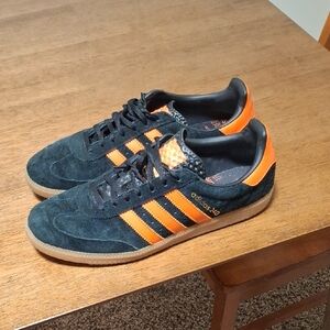 Adidas Men's Black and Orange Suede Sneakers